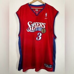 Vintage Reebok Philadelphia Sixers 76ers Allen Iverson #3 Red NBA Jersey 2XL